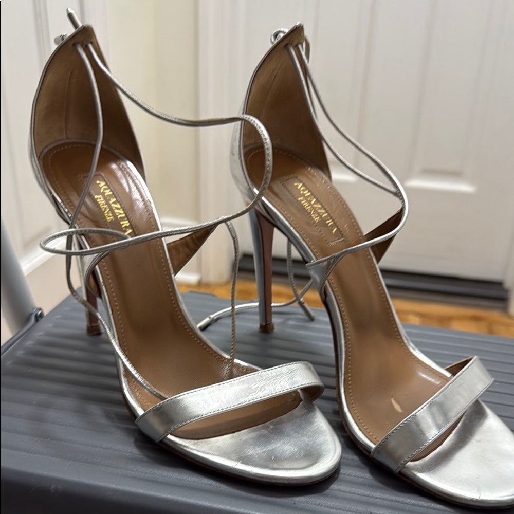 Aquazzura Silver High Heel Sandals